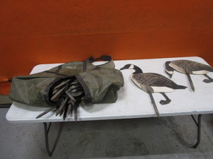 lot 147 image: (17) Goose Decoys & Carry Bag