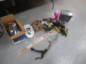lot 333 image: Ratchet Straps, RV Antifreeze, Joist Hangers & Misc
