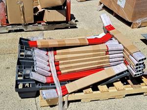 lot 59 image: Lot of (1 Pallet) First Pitch Pitching Machine Assembly Parts  Finished  Total 105 pieces (35 packs with 3 per pack)