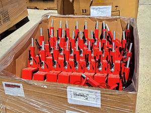 lot 70 image: Lot of (1 Pallet) First Pitch Pitching Machine Parts (Red)
