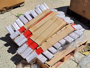 lot 74 image: Lot of (1 Pallet) First Pitch Handle to Baseline Cart Pitching Machine (Red)