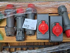 lot 102 image: (5) Industrial Electrical Plugs 63A - 6h380415V by Legrand Hypra and (2) Industrial Power Plug Receivers