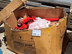lot 104 image: Lot of (1 Pallet) Pitching Machine Parts (Red)