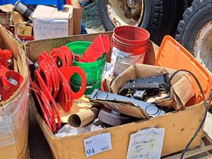 lot 94 image: Lot of (1 Pallet) Pitching Machine Parts - Wheels mainly