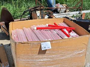lot 136 image: Lot of (1 Pallet) Pitching Machine Legs - 32 Baseball and 24 Softball (Red)