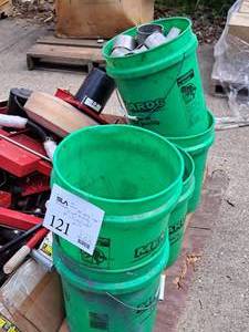 lot 121 image: Lot of (5 5-gal Buckets) Unfinished Metal Parts - Rods, Sleeves, Misc. Parts