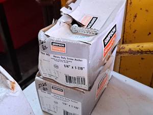 lot 315 image: Lot of (2 Boxes) Simpson Strong-Tie Titen HD Heavy Duty Screw Anchor 14x1-78 100-count ( 200 total items )