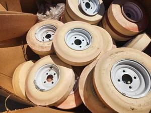 lot 50 image: Lot of (1 Pallet) Pitching Machine Wheel & Rim Assemblies  Finished