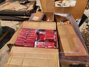 lot 51 image: Lot of (1 Pallet) Assorted Parts for Pitching Machine Assemblies  Finished (Red)