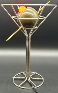 David Krys Unique Martini Glass Lamp with Olive Design