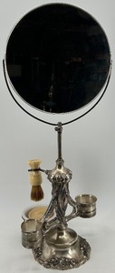 lot 13 image: Antique Gentlemans Shaving Stand with Mirror and Accessories