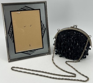 lot 23 image: Art Deco Style Frame and Vintage Beaded Evening Bag