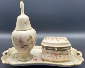 lot 27 image: Victorian Garden Dogwood Vanity Set by Cor, Made in Japan