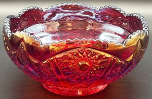 lot 55 image: Indiana Glass Red Bowl with Scalloped Edge