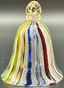 lot 57 image: Multicolor Glass Bell with Latticino Pattern, believed to Murano