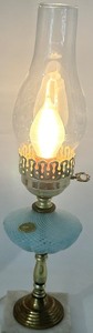 lot 60 image: Vintage Murano Latticino Glass Electric Hurricane Table Lamp
