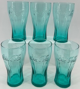 lot 79 image: Set of 6 Coca-Cola Green Glass Tumblers