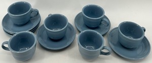 lot 105 image: Set of Fiestaware Dinnerware 6 Cups and 6 Saucers in Periwinkle Blue