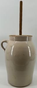lot 142 image: Unmarked Redwing Stoneware Butter Churn with Lid and Plunger