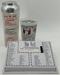 lot 153 image: Vintage Bar Cocktail Shaker, Bar Aid table top Recipes and Tumbler