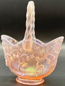 lot 169 image: Antique Fenton Glass Basket with Floral Design