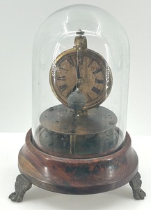 lot 189 image: Vintage Briggs Rotating Pendulum Clock Under Glass Dome