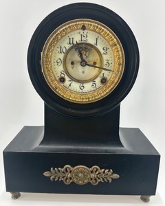 lot 194 image: Antique Ansonia Mantel Clock with Brass Enamel Face