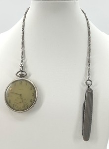 lot 207 image: Vintage Elgin Pocket Watch with Pen Knife and Chain