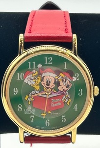 lot 216 image: Lorus Quartz Disney Holiday Watch with Red Leather Strap in Original Case