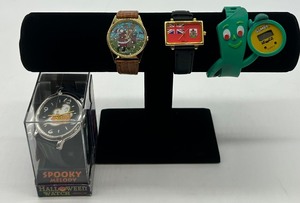 lot 225 image: Collection of 4 Watches - Halloween, Christmas, Flag Time, and Gumby Novelty Designs