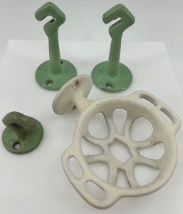 lot 241 image: Collection of Vintage Wall Hooks and Soap Dish