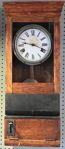 lot 4 image: Antique International Time Recording Co. Clock
