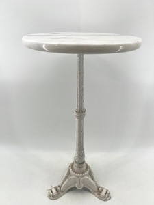 lot 297 image: Vintage White Marble Top Side Table with Ornate Base