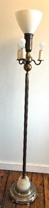 lot 298 image: Vintage Akro Agate Glass Floor Lamp with Dual Shade