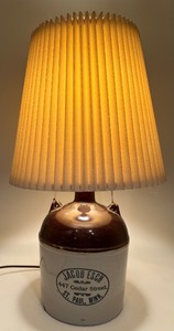 lot 329 image: Vintage Jacob Esch Stoneware Lamp with Pleated Shade