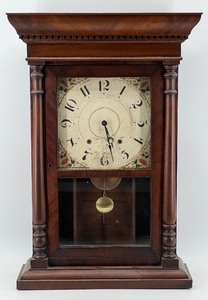 lot 336 image: Antique H. Blakeslee Patent Clock with Floral Dial Design