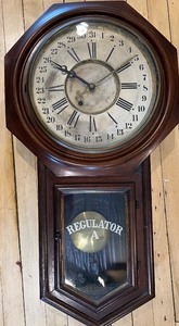 lot 338 image: Antique Ansonia Regulator A Wall Clock