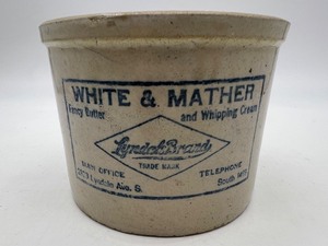 lot 341 image: Vintage White & Mather Lyndale Brand Butter Crock