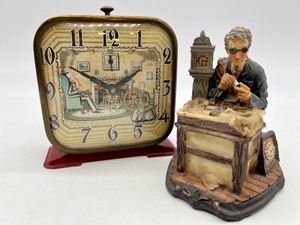 lot 343 image: Vintage Antoinette Figural Clock and Horologist Figurine Set
