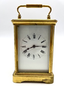 lot 345 image: Antique Brass French Carriage Clock with Roman Numerals