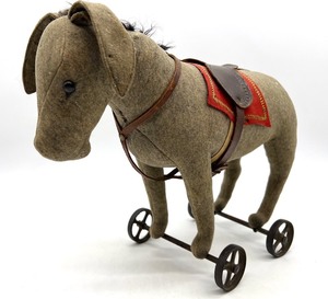 lot 350 image: Early Steiff Felt Horse on Wheels
