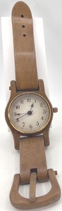 lot 314 image: Handcrafted Wooden Wristwatch with Leather Strap