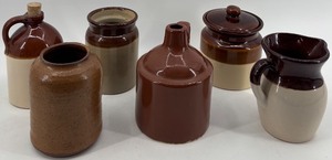lot 324 image: Set of 6 Vintage Stoneware Jugs and Crocks