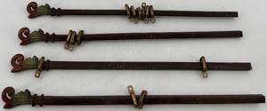 lot 364 image: Antique Curtain Rod Set with Decorative Ends and Brackets