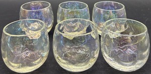 lot 408 image: Set of 6 Iridescent Textured Glass Tumblers