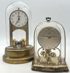 lot 422 image: Lot of 2 Vintage Anniversary Dome Clocks Schatz & Leitz Brass Germany