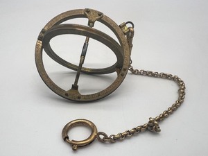 lot 433 image: Vintage Brass Armillary Sphere Sundial with Chain