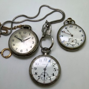 lot 436 image: Collection of 3 Vintage Pocket Watches Including Hamilton and Westclox