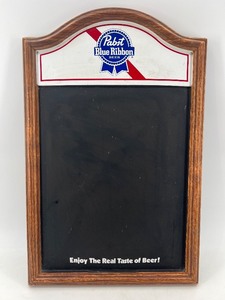 lot 452 image: Vintage Pabst Blue Ribbon Chalkboard and Olympia Beer Mirror Wall Decor