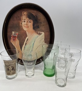 lot 418 image: Coca-Cola Collector Glassware Lot with Vintage Tray and Glasses
